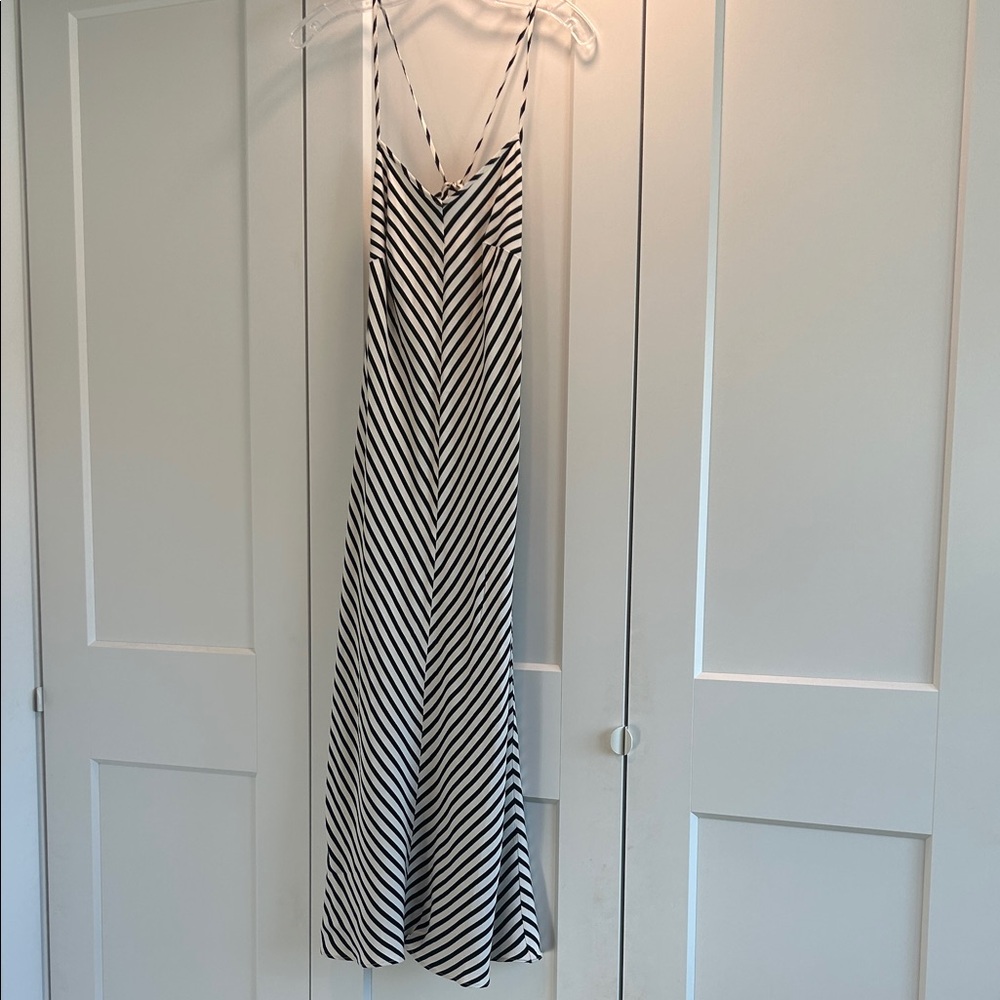 LOFT Black and White Chevron Maxi Dress